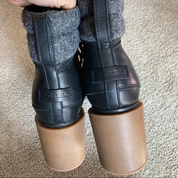 SOREL Brex Cozy Heel Lace Up Water Resistant Leather Chunky Heel Booties Sz 11 - Picture 5 of 8